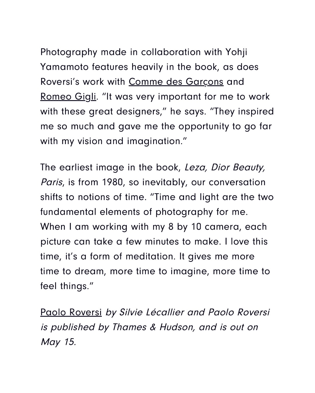 Gildon &emdash; Paolo Roversi Interview