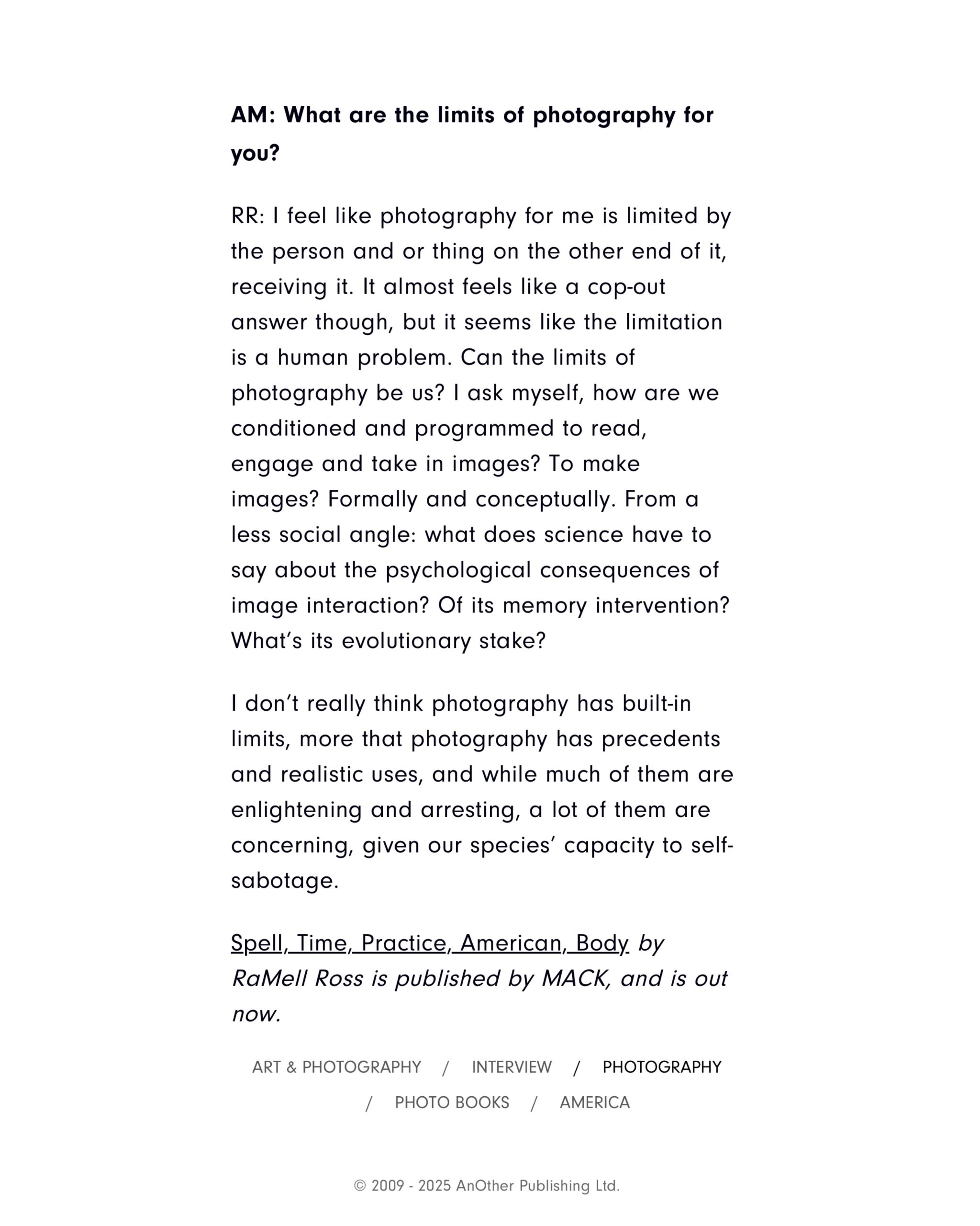 Gildon &emdash; RaMell Ross Interview