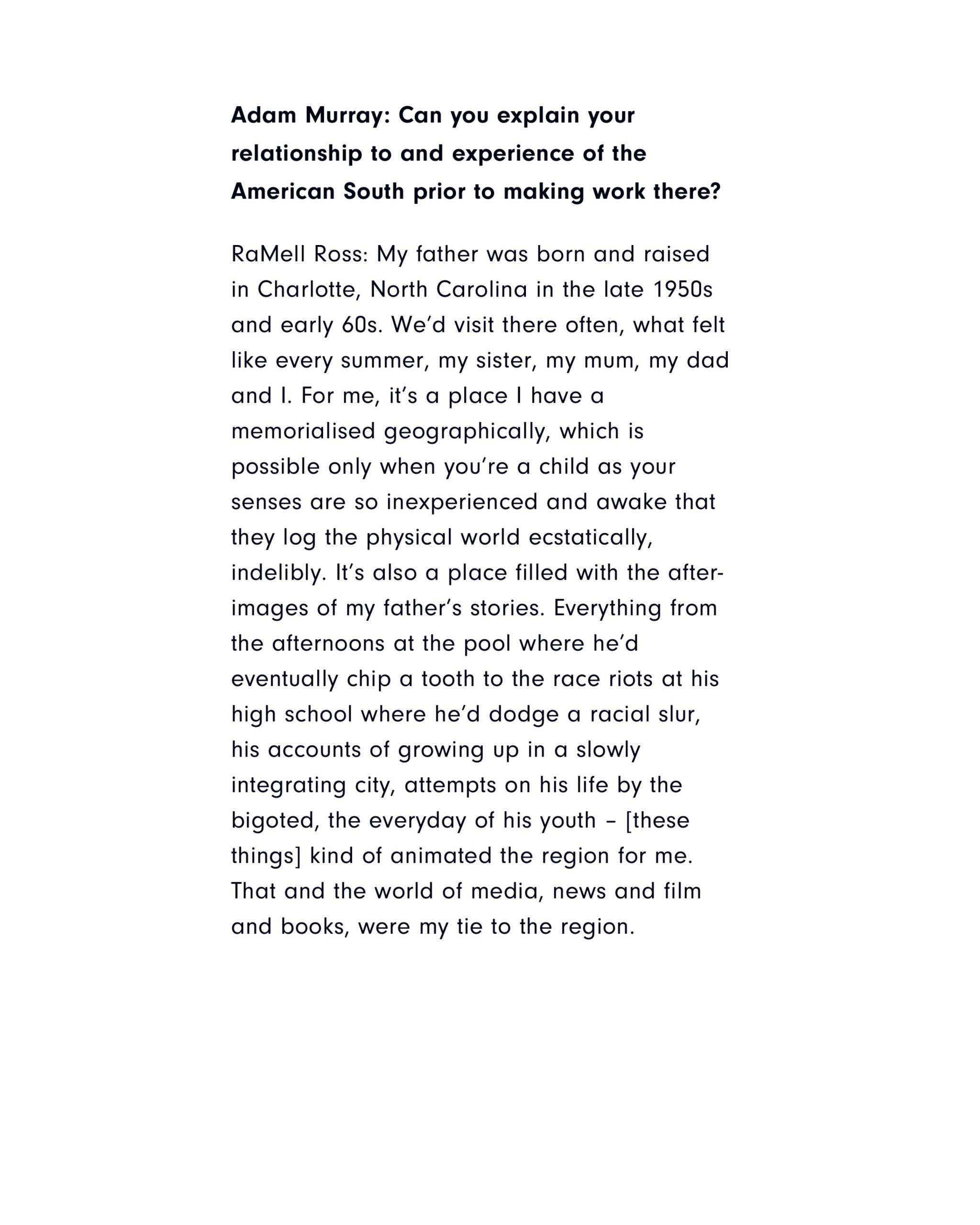 Gildon &emdash; RaMell Ross Interview