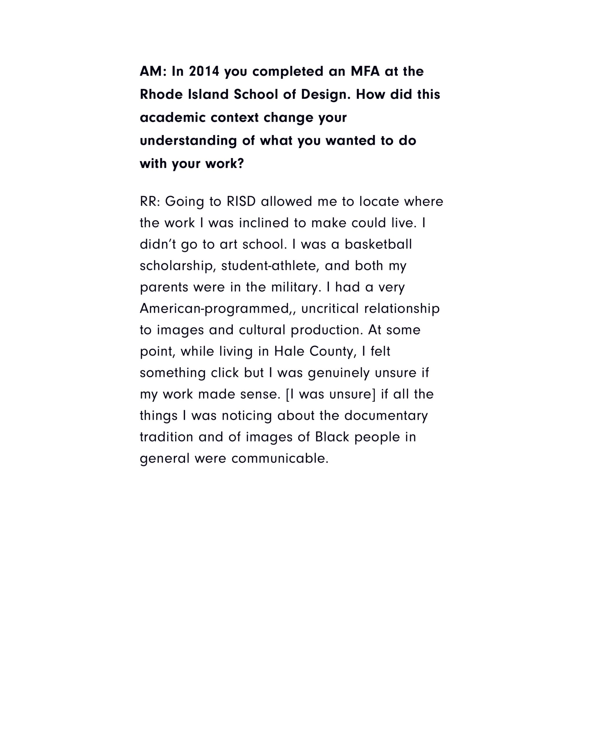 Gildon &emdash; RaMell Ross Interview